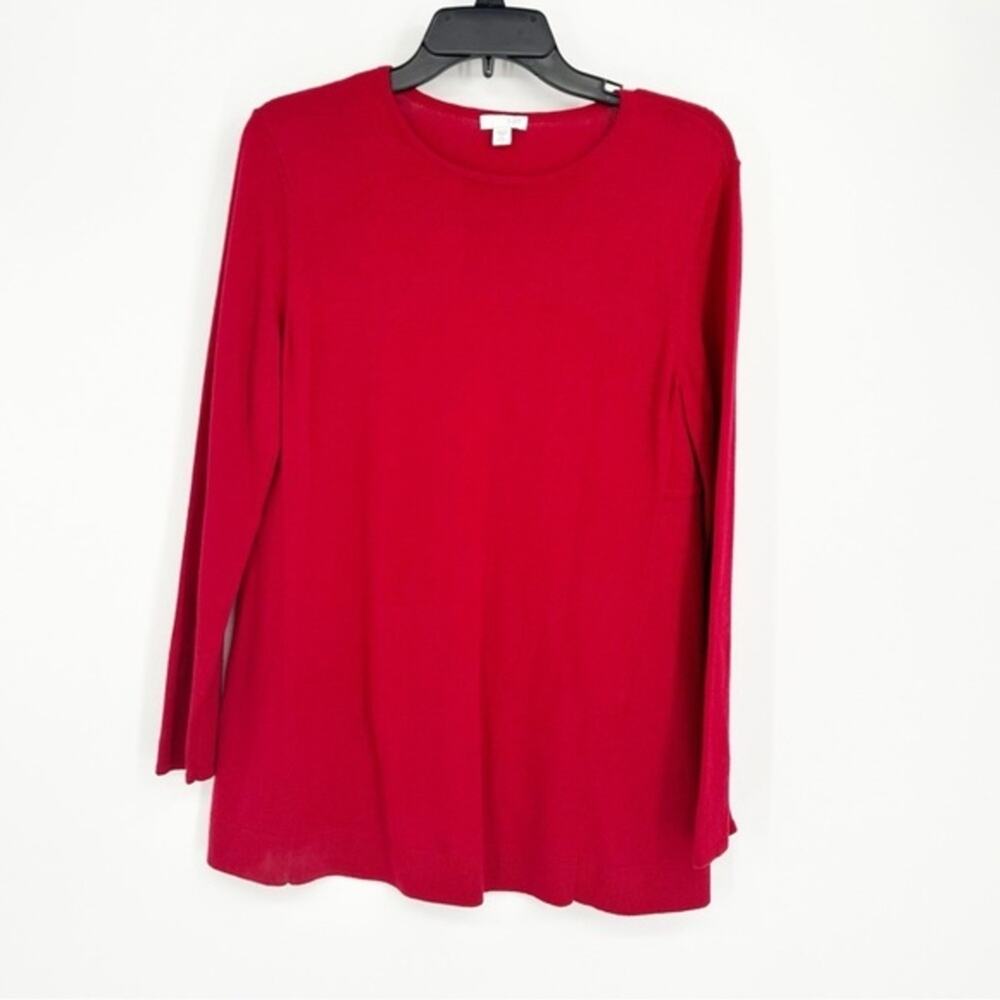 J. Jill Red Pullover Scoop Neck Sweater Business Casual Holiday‎ Size SP